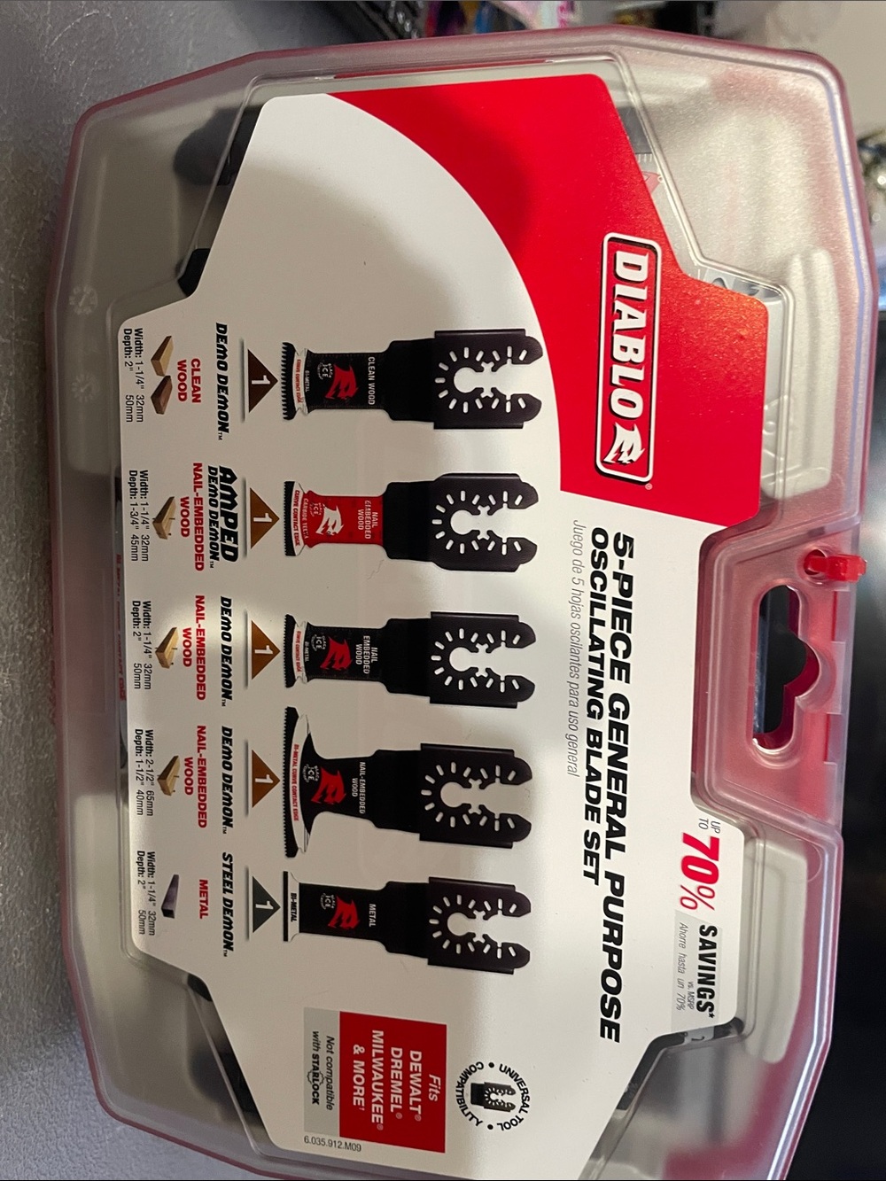5-Piece Oscillating Blade Set - Black/Red